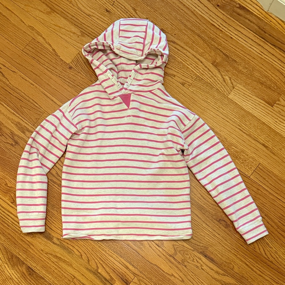 Boden Pink and White Striped Hooded Pullover